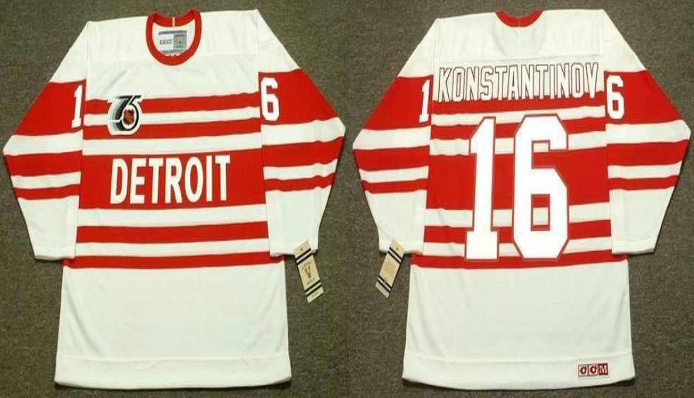 2019 Men Detroit Red Wings 16 Konstantinov White CCM NHL jerseys